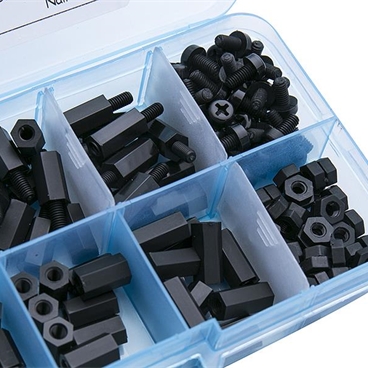 200pcs M2.5 Black Standoffs Nylon Spacer Hex Column Screws Nuts Assortment Kit