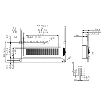 1602 VA Negative 5V LCD Display Black background White Display